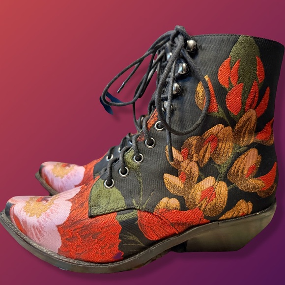 Jeffrey Campbell Embroidered Lace Up Boots - Picture 2 of 11